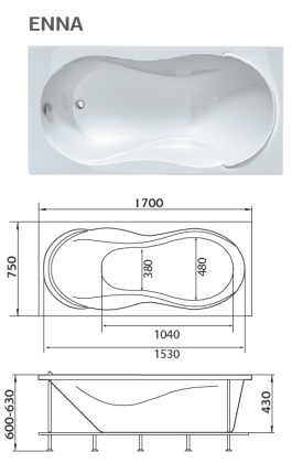 Акриловая ванна 1Marka Convey 170х75 L 01кон1775л Акриловая ванна 1Marka Convey 170х75 L 01кон1775л
