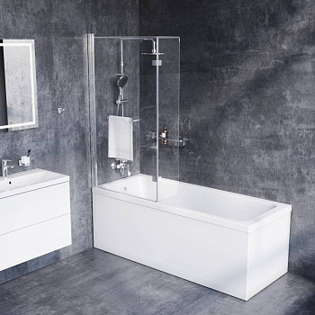 DX35WBS-D7W1-150MT Душ.шторка на борт ванны 150х80,профиль анод,стекло прозрачное,полотенцедержатель