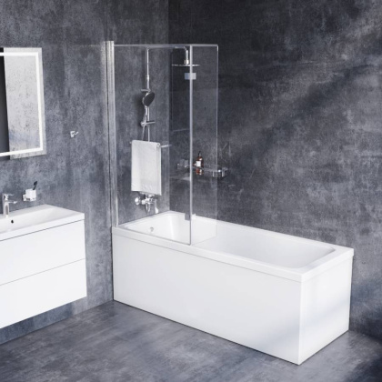 DX35WBS-D7W1-150MT Душ.шторка на борт ванны 150х80,профиль анод,стекло прозрачное,полотенцедержатель