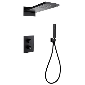 Душевая система ABBER Weiss Insel AF8052B скрытого монтажа без излива, термостат, черная матовая Душевая система ABBER Weiss Insel AF8052B скрытого монтажа без излива, термостат, черная матовая