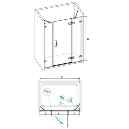 Душевая дверь RGW SA-01, 02030117-11, 170 х 195 см распашная, стекло прозрачное, хром/красный