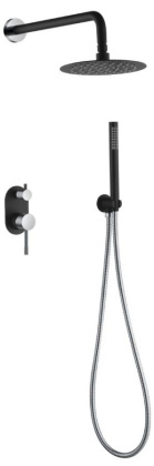 Смеситель встроенный + верхний+ ручной душ Uno. Черный Хром Смеситель встроенный + верхний+ ручной душ Uno. Черный Хром