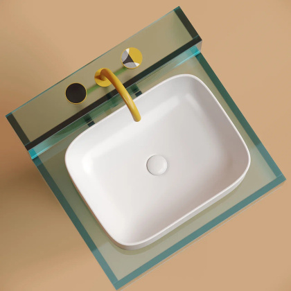 Умывальник чаша накладная прямоугольная (цвет Белый Матовый) Element 505*380*150мм