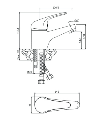 Смеситель д/раковины LEON, арт.04100LN