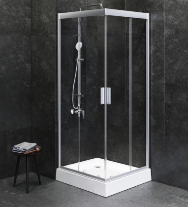 W90G-403-090MT Gem душ.ограждение 90х90 квадрат,стекло прозрачное,профиль мат. серебро, без поддона