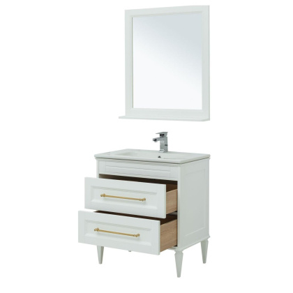 Мебель для ванной Aquanet Бостон М 80 белый (ручки золото, раковина Эйфория) Мебель для ванной Aquanet Бостон М 80 белый (ручки золото, раковина Эйфория)