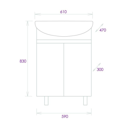 Тумба Onika Милтон 60 напольная, белая (ум. Уют 60)