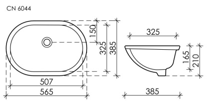 Умывальник овальный встраиваемый под столешницу Element 565*385*210мм, с крепежом и шаблоном для установки Умывальник овальный встраиваемый под столешницу Element 565*385*210мм, с крепежом и шаблоном для установки