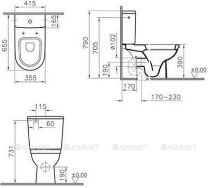 Унитаз наполь. Form300 комплект, универс. выпуск, ниж. подвод, слив 6/3 л, сид. дюропласт микролифт