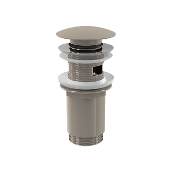Донный клапан сифона для умывальника CLICK/CLACK 5/4", цельнометаллический с переливом и большой заглушкой, NICKEL-глянец Донный клапан сифона для умывальника CLICK/CLACK 5/4", цельнометаллический с переливом и большой заглушкой, NICKEL-глянец