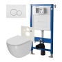 Сет: Система инсталляции Point Элемент для подвесного унитаза PN45120 + Клавиша смыва для инсталляции Point Виктория, белая/хром, PN44061WC + Унитаз подвесной Point Афина безободковый, сиденье микролифт PN41041