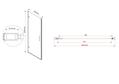 Душевая дверь Flex VDP-1F900CL, 900, хром, стекло прозрачное