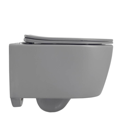 Унитаз ABBER Bequem AC1104MG подвесной серый матовый, безободковый Унитаз ABBER Bequem AC1104MG подвесной серый матовый, безободковый