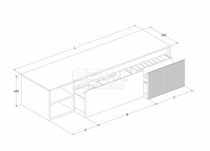 Подвесная тумба Domino 2000, эмаль, с открытой полкой