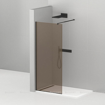 LIBERTA-L-1-100-BR-NERO Душевая перегородка с односторонним входом, стекло бронза, профиль чёрный, 1000x1950 мм