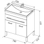 Тумба с раковиной Aquanet Верона 75 белый (напольная 1 ящик 2 дверцы)