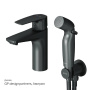 F90A03022 Gem, Смеситель для умывальника с гиг.душем, излив 99 мм, Черный, шт