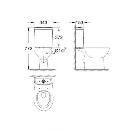 Смывной бачок для унитаза, GROHE Bau Ceramic, альпин-белый, (39436000) Смывной бачок для унитаза, GROHE Bau Ceramic, альпин-белый, (39436000)