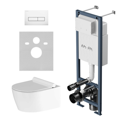 IS110301.DX77C1700 Инсталляция ErgoFit с клавишей M глянец. белый с подвесным унитазом Jupiter без ободка с сид