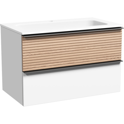 Тумба подвесная SANCOS Delta 790х445х500, c двумя ящиками оснащенными доводчиками,  дуб светлый/белый , арт. DL80W