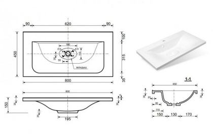 Раковина Эстет Бали 80 ФР-00001400, шт Раковина Эстет Бали 80 ФР-00001400, шт