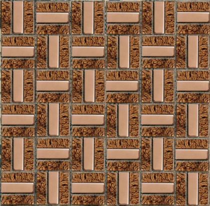 Мозаика MS-619 метал стекло (15*48*6) (300*300) 