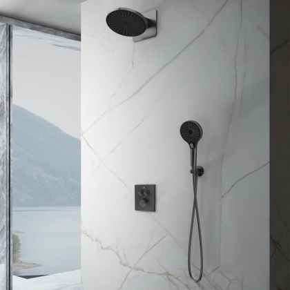 Душевой комплект Inspire VSFW-3I21MT5GM встраиваемый, термостат, двухрежимный, вороненая сталь Душевой комплект Inspire VSFW-3I21MT5GM встраиваемый, термостат, двухрежимный, вороненая сталь