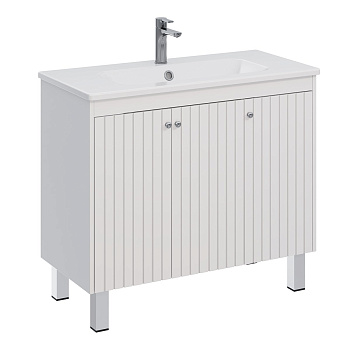 Тумба Lemark ROMANCE 100см под 1 раковину, подвесная/напольная, 3-х дверная, цвет корпуса, фасада: Белый глянец