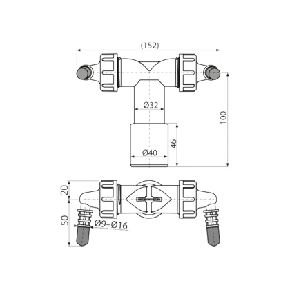 Колено с двумя штуцерами G1"/8–16 с клапанами Колено с двумя штуцерами G1"/8–16 с клапанами
