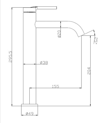 MARINO Смеситель для накладных раковин без донного клапана, нержавеющая сталь, исполнение сатин MAR-LMC-IN