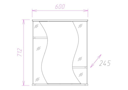 Шкаф-зеркало Onika Лилия 60 белый, правый, с подсветкой Шкаф-зеркало Onika Лилия 60 белый, правый, с подсветкой