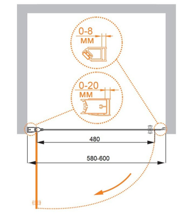ELENA-W-B-1-60-C-Cr Душевая дверь
