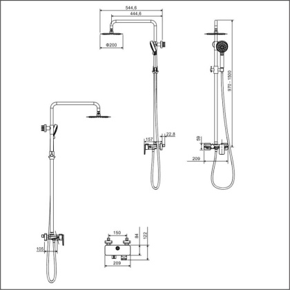 Система для душа наружного монтажа EXCELLENT Rain Altar AREX.SY.781BL (черный мат) Система для душа наружного монтажа EXCELLENT Rain Altar AREX.SY.781BL (черный мат)