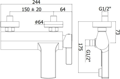 Смеситель для ванны с душем Paffoni Rock RO023CR