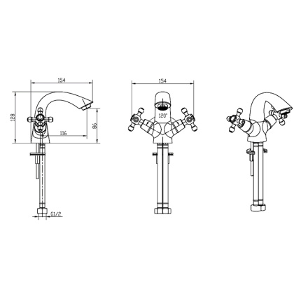 Смеситель для умывальника, Camelia золото_Комплект Смеситель для умывальника, Camelia золото_Комплект