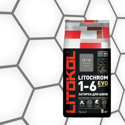 Затирка цементная LITOCHROM 1-6 EVO LE.110 стальной серый 5кг Затирка цементная LITOCHROM 1-6 EVO LE.110 стальной серый 5кг