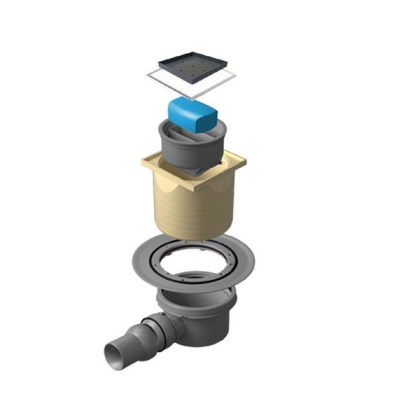 13000107 Точечный трап 100х100 мм CONFLUO STANDARD DRY 1 CERAMIC,с сухим затвором Исполнение: полое (под плитку) 