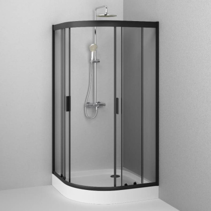 W90G-401-100BT Душевое ограждение Gem 1/4 Rond 100x100 стекло прозрачное, профиль черный матовый, бе