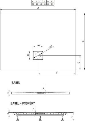 Акриловый душевой поддон Riho Basel 412 90x90 черный матовый, накладка хром DC221700000000S