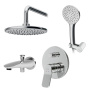 Набор: Смеситель Для ванны и душа, верхний душ с держателем, душевой набор и излив на ванну FB85A10000 X-Joy