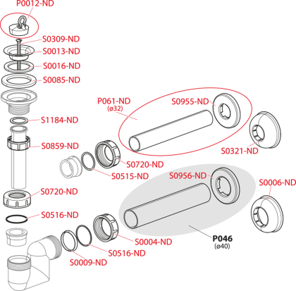 Сифон для умывальника и биде DN40 пластик Сифон для умывальника и биде DN40 пластик
