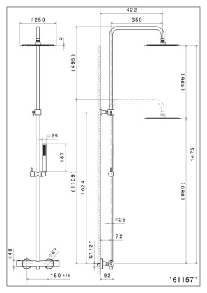 Душевая колонна OLE с термостатическим смесителем, хром