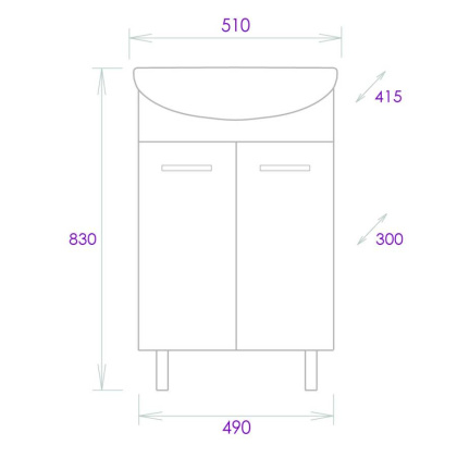 Тумба Onika Коралл 50 напольная, белая (ум. Уют 50)