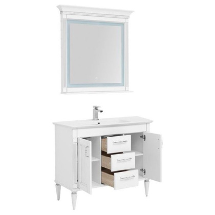 Комплект мебели для ванной Aquanet Селена 105 белый/серебро (3 ящика, 2 дверцы)