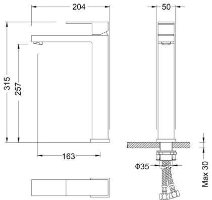 Смеситель Timo Selene 3061/03F для раковины с высоким изливом, черный