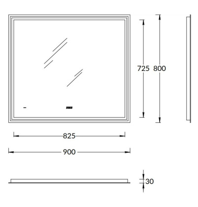 Зеркало TECNO c LED 90 с подсветкой, с функцией антизапотевание, белый глянцевый Зеркало TECNO c LED 90 с подсветкой, с функцией антизапотевание, белый глянцевый