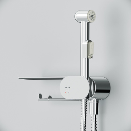 Смеситель, монтируемый в стену с гигиеническим душем и полкой F0202600 Like