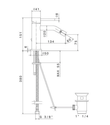 Смеситель для биде ETERNA с донным клапаном, брашированная медь