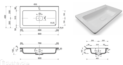 Раковина "Kare luxe silk" 900х450 Раковина "Kare luxe silk" 900х450