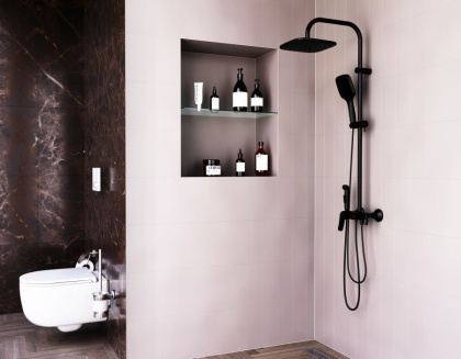 DX220920300_xxx Apollo, душевая система со смесителем-полкой: верхний душ 230*230мм, ручной душ DX220920300_xxx Apollo, душевая система со смесителем-полкой: верхний душ 230*230мм, ручной душ